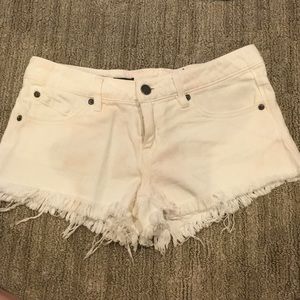 Volcom cut off shorts, white and very light peach